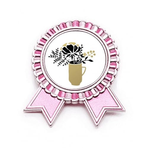 Broche vase à fleurs rose M en métal à offrir pour une fête spéciale