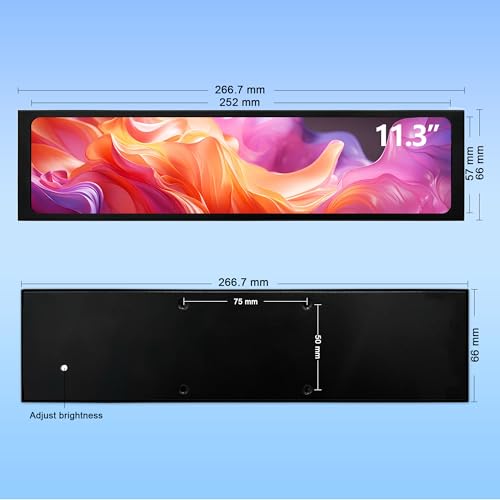 Image of 11.3 Inch Mini Monitor - FHD IPS1920x440 LCD Display, Computer Secondary Screen, CPU GPU Temp Monitors with Casing for Windows macOS Aida64 Monitor