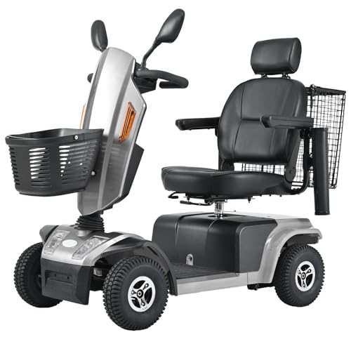 Mobility Scooters for Adults & Seniors, 4-Wheel Outdoor Electric Mobility Scooter, Powered Motorized Wheelchair Handicap Scooters, 350 lbs Capacity, 25 Miles Range (Grey)