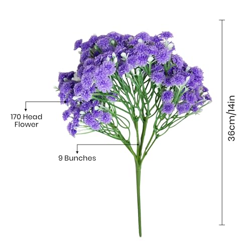 Image of Art Street Babys Breath Purple Flowers Artificial Gypsophila Bouquets Flowers | New Year Mothers Day Gifting, Faux Flowers for Vases | Decoration Items for Living Room| Set of 2 (Size: 14 Inch)