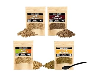 PINI Naturholzpellets Set 4X 1 kg für Smoker Räucherofen Auswahl aus 4 Sorten - Buchenpellets Nr 5