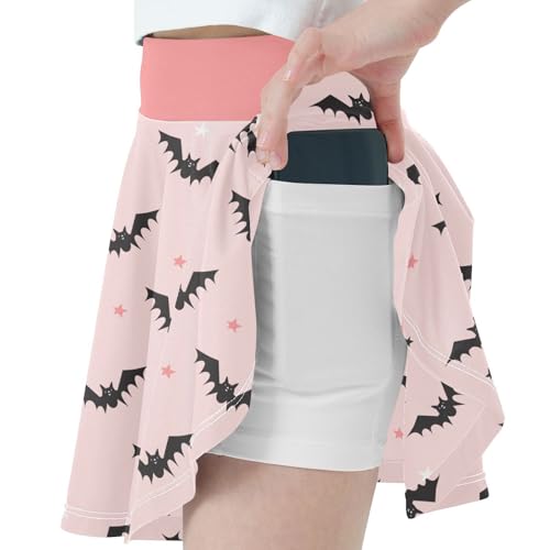 Girls Skorts High Waist Athletic Skirts with Shorts Bat Star Stretchy Teens Performance Tennis2