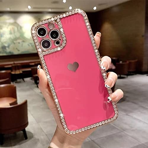 Coque diamant iPhone 8 Plus rose antichoc avec motif coeur d'amour