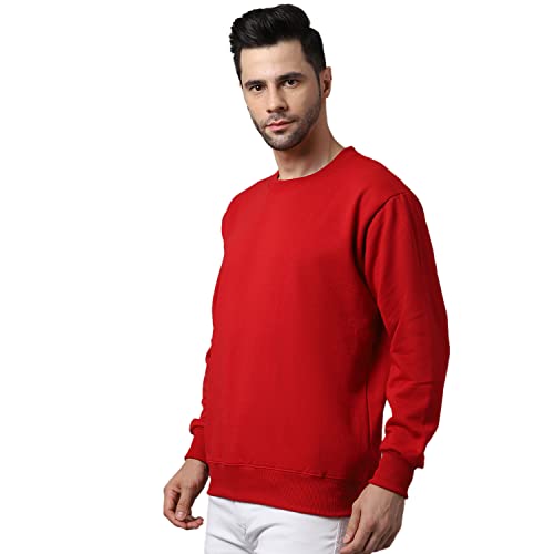 Image of BZR-Men's Fleece Round Neck Regular Sweatshirt (Sw Rrn Black 01-L Black L)(1903)