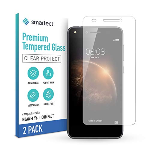 smartect Cristal Templado para Móvil Huawei Y6 II Compact [2 Unidades] - Protector de pantalla 9H - Diseño ultrafino - Instalación sin burbujas - Anti-huella