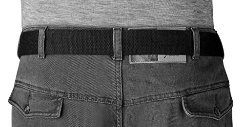 VINTAGE BASICS Unisex Stoffgürtel 130cm lang - 3,8cm breit - Herren und Damen Gürtel - Stufenlos verstellbarer Canvas Belt - Metallschnalle Schwarz