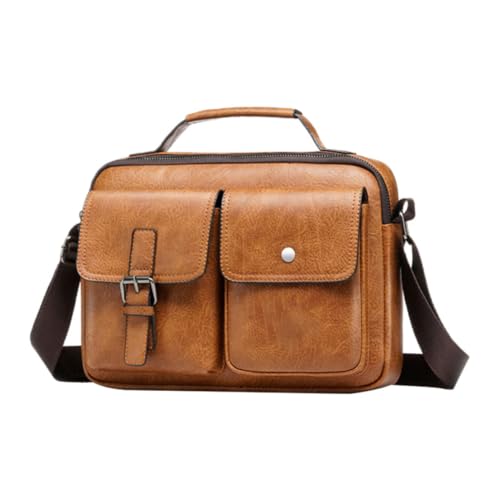 Bolso bandolera para hombre elegante en PU y nylon, formato horizontal de gran capacidad
