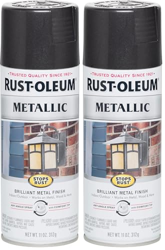 Image of Rust-Oleum 7250830 Stops Rust Metallic Spray Paint, 11 Ounce, Black Night (Pack of 2)