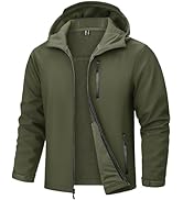 TACVASEN Men's Hooded Softshell Jacket Lightweight Waterproof Fleece Lined Windbreaker Rain Jacke...