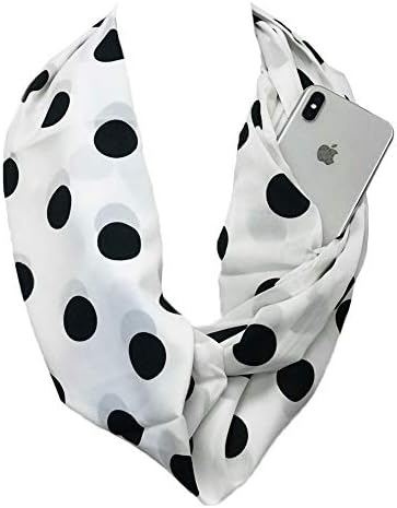 Shop Pop Fashion - Women Infinity Scarf Zipper Pocket Scarf, Infinity Scarves(Polka Dot, Black and White)