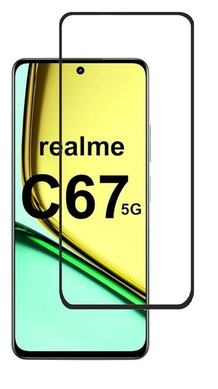 Image of Edge To Edge Screen Protector For Realme C67 5G Smartphone Tempered Glass With Easy Installation Kit
