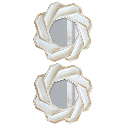 Image of Art Street Set of 2 Solid Framed Wall Mirrors for Home Dcor Round Shape Golden Decorative Wall Mirror for Living Room Decoration (Size 10x10 Inchs)