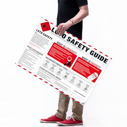 Image of LOTO Safety Guide Poster - Lockout Tagout OSHA Hazardous Energy Control Chart for Workplace Safety, LOTO Training, Maintenance & Industrial Compliance