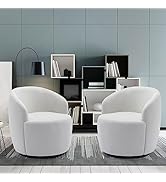 Tmsan Swivel Accent Chairs Set of 2, Modern Round Chair for Living Room, Comfy Barrel Armchair, S...