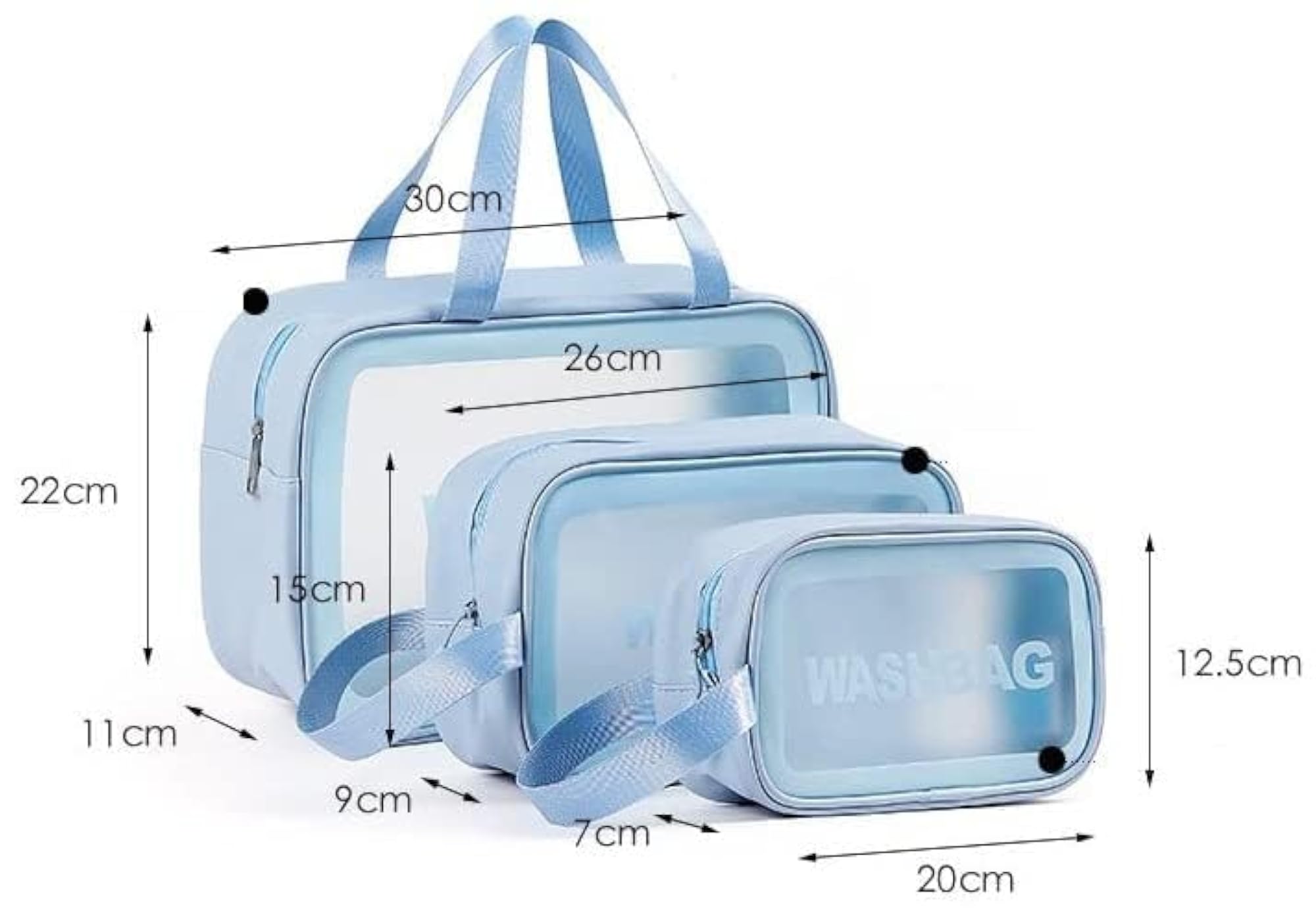 Clear Makeup Pouch Set, 3PCS Waterproof Organizer