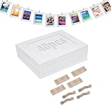 MEISO Fotogirlande mit 40 Stück Rahmen und 40 Stücke Clips, 4 Stücke Hanf Seile, 10 X 15 cm Weiß Papier Fotorahmen, Fototaschen zum Aufhängen für DIY Dekoration bei Geburtstag Hochzeit Party