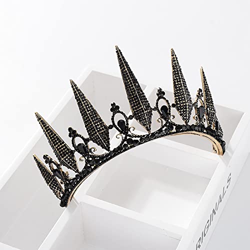 Sh Black Crowns For Women, Baroque Queen Crown, Gothic Tiara Headband Crystal Princess Tiaras For Halloween Birthday Wedding Costume Party Hair Accessories #TOP5
