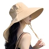 [ARSZHORSVS] uvカット 帽子 レディース つば広 紐付き 日焼け防止【超軽量・ 接触冷感・ 通気性 小顔効果】 日除けハット 紫外線対策 旅行 通勤 農作業 アウトドア (JP, アルファベット, Free Size, カーキ)