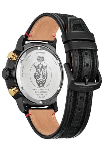 Image of Citizen Men's Eco-Drive Star Wars Darth Maul Mastermind Chronograph Black Ion Plated Stainless Steel Case Watch,Black Cordura Nylon Strap, Black Dial (Model: CA0766-02W)