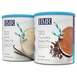 HMR 120 Chocolate Shake & 120 Vanilla Shake Meal Replacement Powder Twin Pack, 12g Protein, 120 Cal, 2 Canisters of 12 Servings Each (Van/Choc)