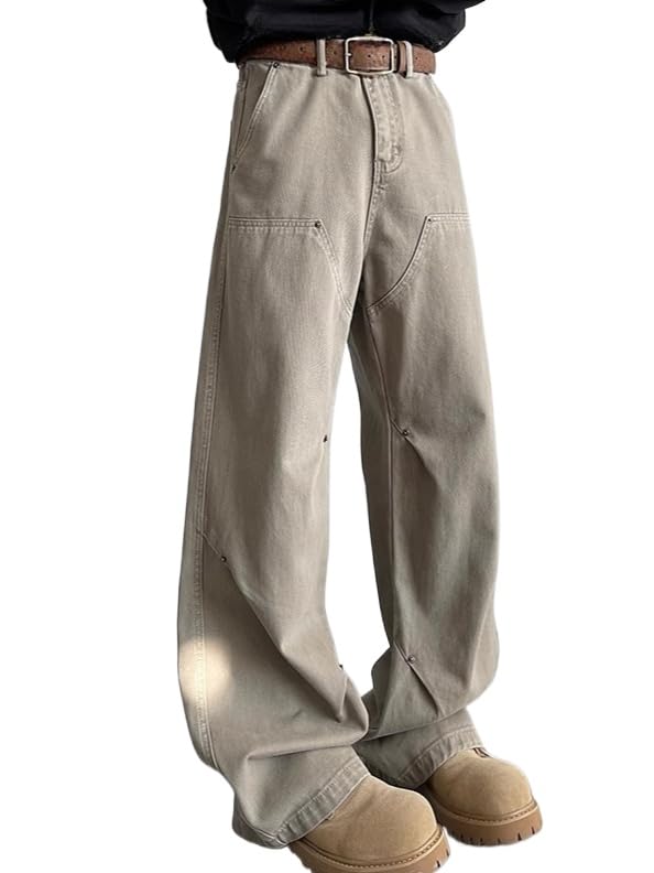 Mens Denim Pants Rivet Baggy Y2k Vintage Wide Leg Loose Fit Casual Jeans for Men Hip Hop Streetwear3