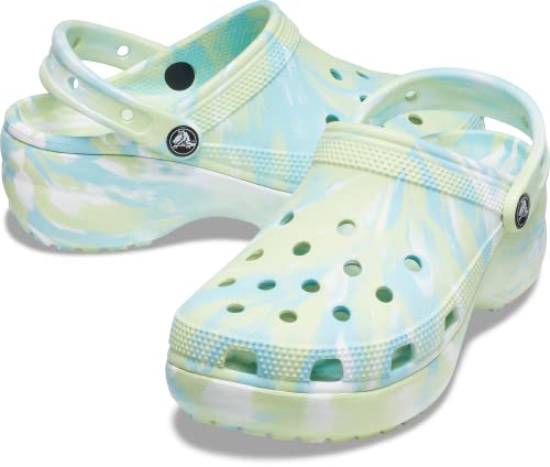 Image of Crocs Women's Classic Graphic Platform Clogs, Platform Shoes, Celery /Multi, 6 Women