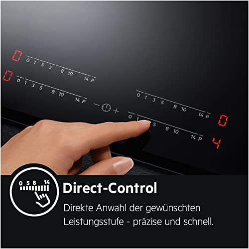 Foto von AEG IKB64431XB Autarkes Kochfeld / Induktion / Hob²Hood / Slider-Bedienung / 60 cm / Edelstahlrahmen / 4 Kochzonen / Powerfunktion / Kindersicherung