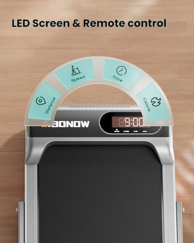 Image of Abonow Portable Walking Pad with Handle Bar for Home & Office, 2 in 1 Under Desk Treadmill with 8% Incline, 2.5HP Small Foldable Compact Treadmills Walking Machine, LED Display, 265 LBS