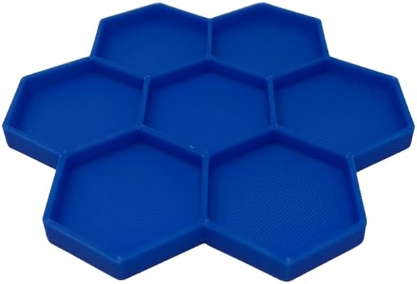 Hermit Crab Feeder Dish | 7 Tray Dish for Crab or Snail Feeding | Mix & Match Crab Food | Made in USA (Blue, Hexagon)