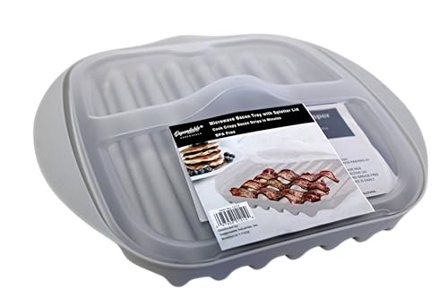 Compact Microwave Bacon, Sausage Meat & Poultry Cooking Tray with Protective Splatter Lid - BPA-Free, Innovative & Easy-Clean Design for Efficient Food Prep, Essential Kitchen Gadget