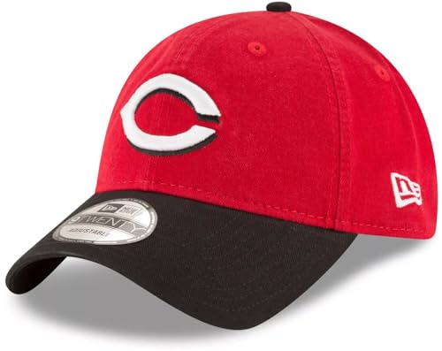 New Era Unisex-Adult MLB Core Classic 9TWENTY 2-Tone Team Adjustable Hat Cap One Size Fits All - Cincinnati Reds Black Red