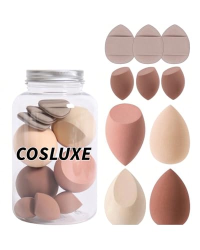 Image of 10Pcs Makeup Sponges Set With Storage Case, Including 4 Blenders, 3 Mini Beauty Blenders, 3 Mini Finger Cushions For Liquid, Cream & Powder, Multicolor Makeup Sponge Set for All types Of Skin
