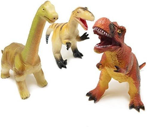 Boley Jumbo Dinosaur Toy Set - 3 Pack Big Soft Cotton-Stuffed Plastic Dinosaur Toys for Kids - Large Dino Playset for Boys and Girls Ages 3 and Up