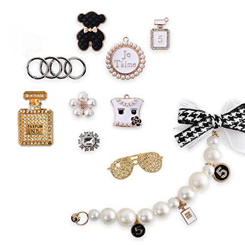 Zshlxm Bling Shoe Charms Fits For Clog Sandals. Fashion Crystal Rhinestone Shoe Charms. These Two Pearl Chains With Bows And 8 Pcs Shoe Charms Can Make Your Shoes Gleaming #TOP3