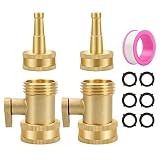 RESBERG Heavy-Duty Brass Water Hose Nozzle High Pressure with Garden Hose Shutoff Valve Brass, 3/4"