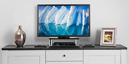 Mount-It! 2-Tier Turntable TV Stand | Swivel TV Riser | Tiered TV Lazy Susan | 360 Rotating TV Entertainment Center Stand for 13 - 42 inch TVs - Black