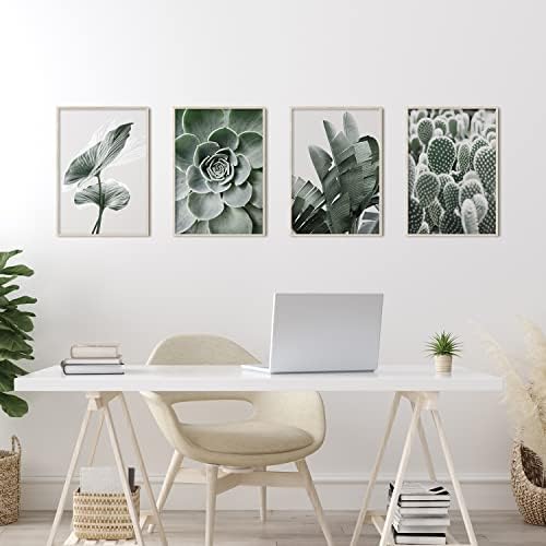 Sage Green Room Decor Botanical Wall Art Prints Bathroom Inspirational Quotes Wall Art Bedroom Boho Motivational Wall Decor Plant Leaves Poster Set of 6(A4 21x29.7cm, Unframed)