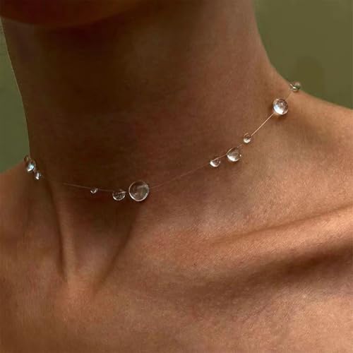 YANCHUN Dew Drop Necklace Choker Necklace for Women Clear Drop Necklaces Lariat Necklaces for Women Handmade Dew Jewelry2