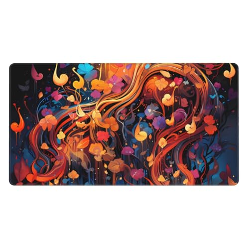 Tapis de souris notes de musique colorées HYTTER grand format 41x75 cm en caoutchouc antidérapant