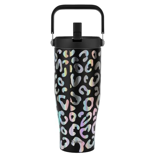 Zukro 40 OZ Tumbler With Top Handle, Leakproof Insulated Stainless Steel Water Bottle with Flip Straw For Travel, Outdoors, No Sweat, Dishwasher Safe, Fit in Cup Holder, Keep Drinks Cold 24 Hours