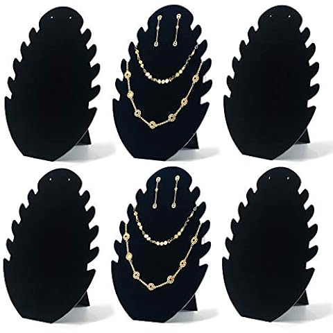 7TH VELVET Jewelry Display Stand Necklace Display Stand, Jewelry Easel Necklace and Earing Set Display Large Capacity Necklace Holder Velvet, 6PCS Cover
