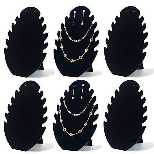 7TH VELVET Jewelry Display Stand Necklace Display Stand, Jewelry Easel Necklace and Earing Set Display Large Capacity Necklace Holder Velvet, 6PCS
