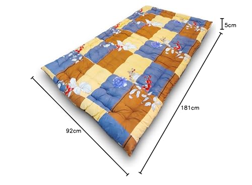 Image of Deevine Craft Soft Cotton Foldable Mattress - Lightweight, Firm Single Gadda | 3D Design Print, 72x36 Inches (3x6 ft) | Portable for Picnic, 1 Sleeping Capacity (Brown Check Mattress)