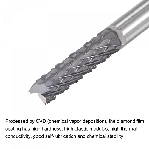 Image of uxcell End Mill CNC Router Bits, 3.175mm x 12mm 1 /8 inch Shank Diamond Film Coated Carbide Engraving Bit Milling Cutter Right Hand for PCB Plastic Fiber Wood 10pcs