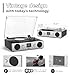 VinylsLink Record Player with Built-in Speakers, Belt-Driven Turntable Support 3-Speed, FM Radio and Bluetooth Receiving, RCA Line Out & AUX in, USB Recording and Auto Stop, Silver Black