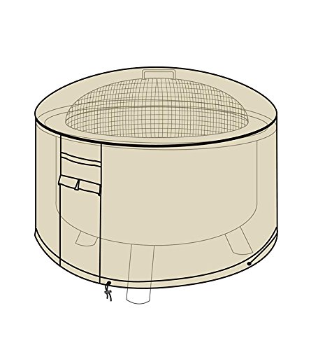 (Fire Pit Cover) - Heavy Duty Weather Resistant Deluxe Outdoor Fire Pit Cover, 2 Ply Polyester, 32 Diam x 18 H - Sand