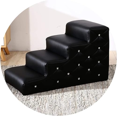 犬 階段 ドッグステップ ペットステップ, 子犬のペットの階段 ペットランプ屋内 PUレザー,快適で安全 良いサポートと簡単なケア段差スロープ ペットの階段 (ブラック, 40x80x48cm, 0)