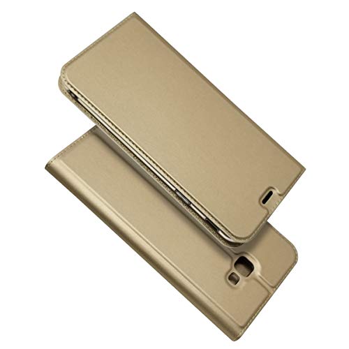 Samsung Galaxy J4 ケース 手帳型 Galaxy J4 ケース Galaxy J4手帳型 ケース Galaxy J4 携帯 カバー Cavor クラシックPUレザーケーススリムフォリオブックカバー クレジットカードスロット付き ノートブック型スタンドホルダー マグネット閉鎖 Galaxy J4 カバー 財布型 内蔵磁気 横置きスタンド 機能 軽量 超薄型 耐摩擦- ゴールド