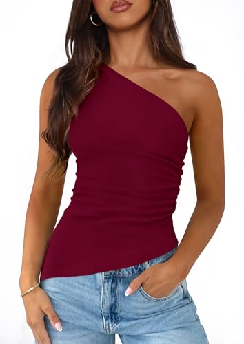 Image of PRETTYGARDEN One Shoulder Summer Tops for Women