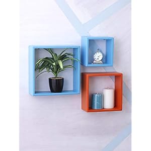 Home Sparkle Wall Mounted Floating Shelves | 3 Set Decorative Cube Shelves Rack | Ideal for Decoration in Living Room…